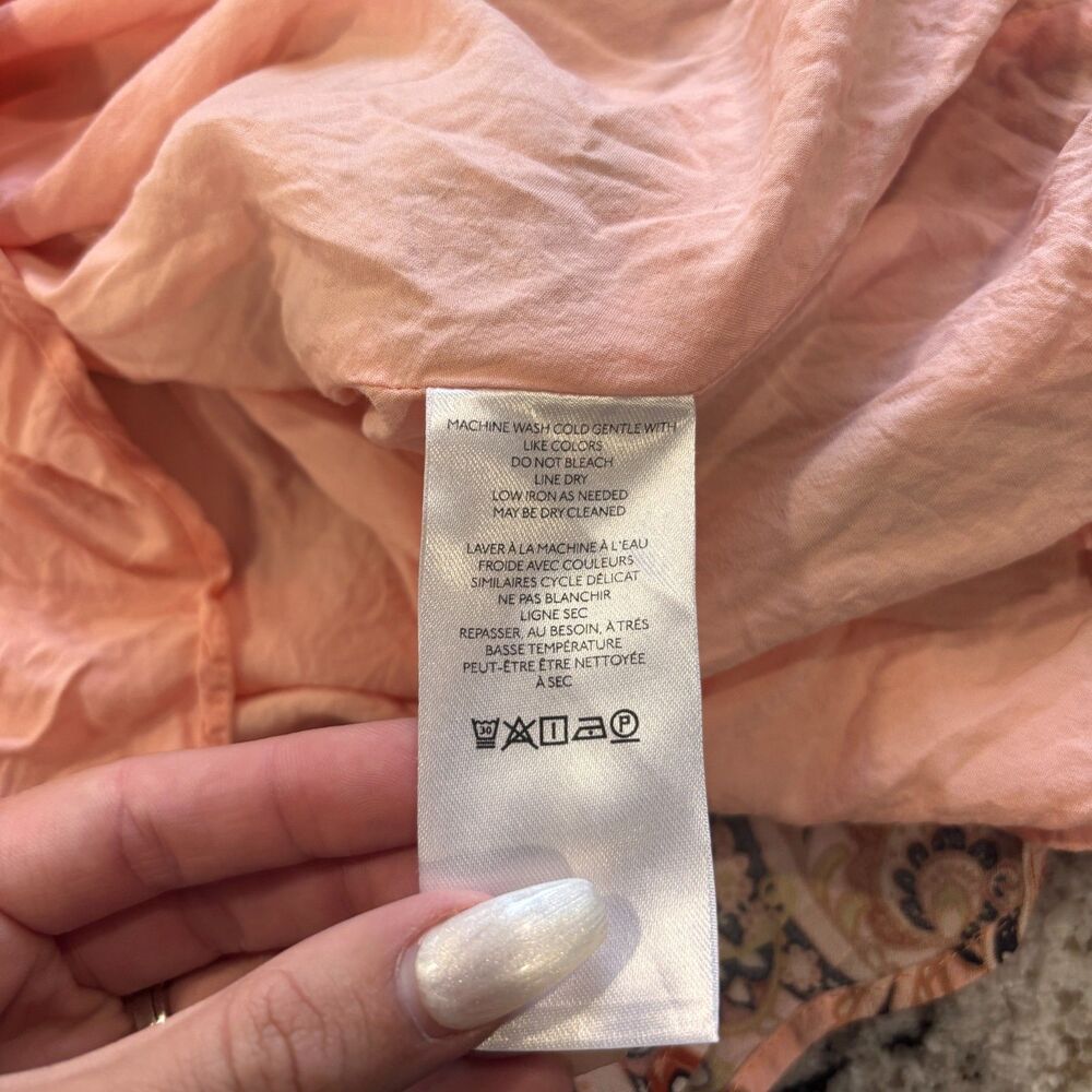 Anthropologie Cady Mock Neck Dress Puff Sleeves Paisley Peach Boho Size Plus 1X - Picture 10 of 10